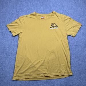 Quiksilver T Shirt Mens Size L Yellow Graphic Print Short Sleeve Outdoor Casual